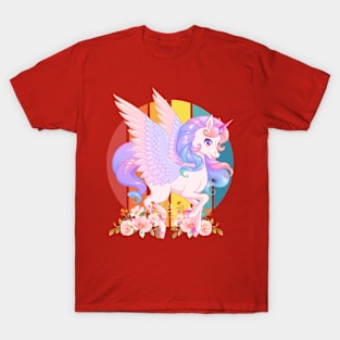 Beauty Unicorn Unicorse with rose and flower  hole Essential - Birthday Gift T-Shirt T-Shirt